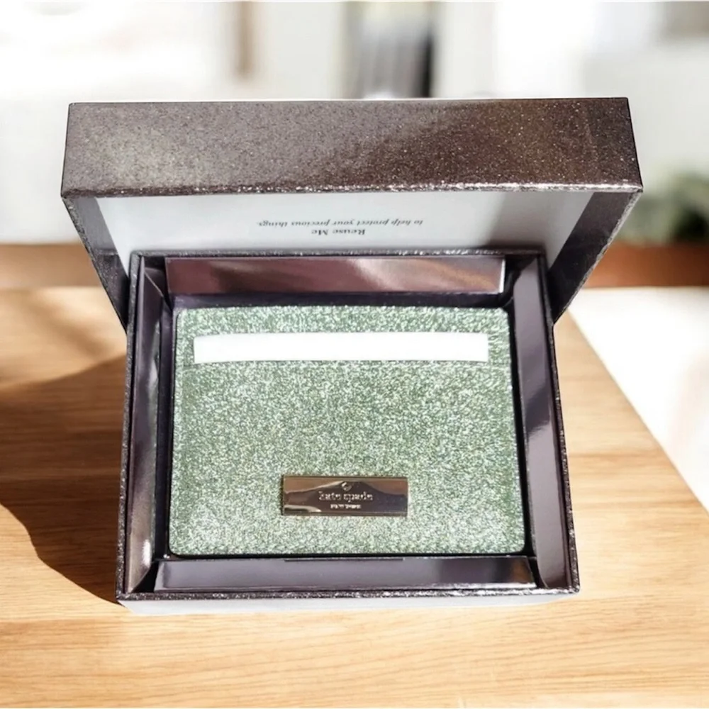 Kate Spade Green Glitter Card Holder - Picture 5 of 6